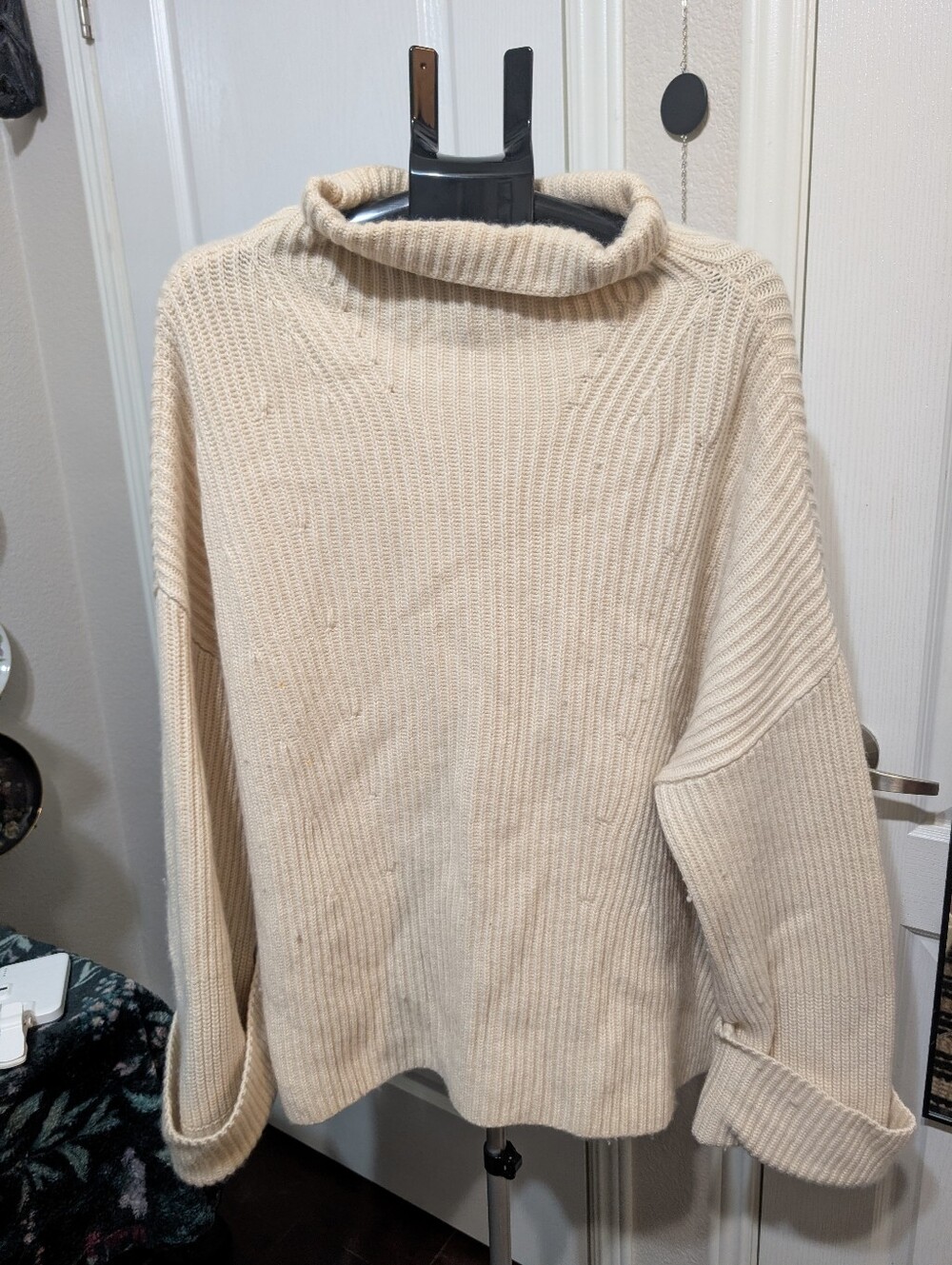 Banana Republic Cream Ribbed Cowl-Neck Sweater